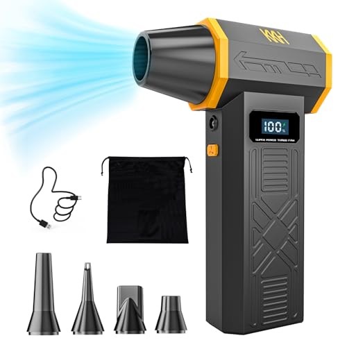 KKH Portable Electric Air Duster with Led Light, Powerful 120000RPM 4 Speed