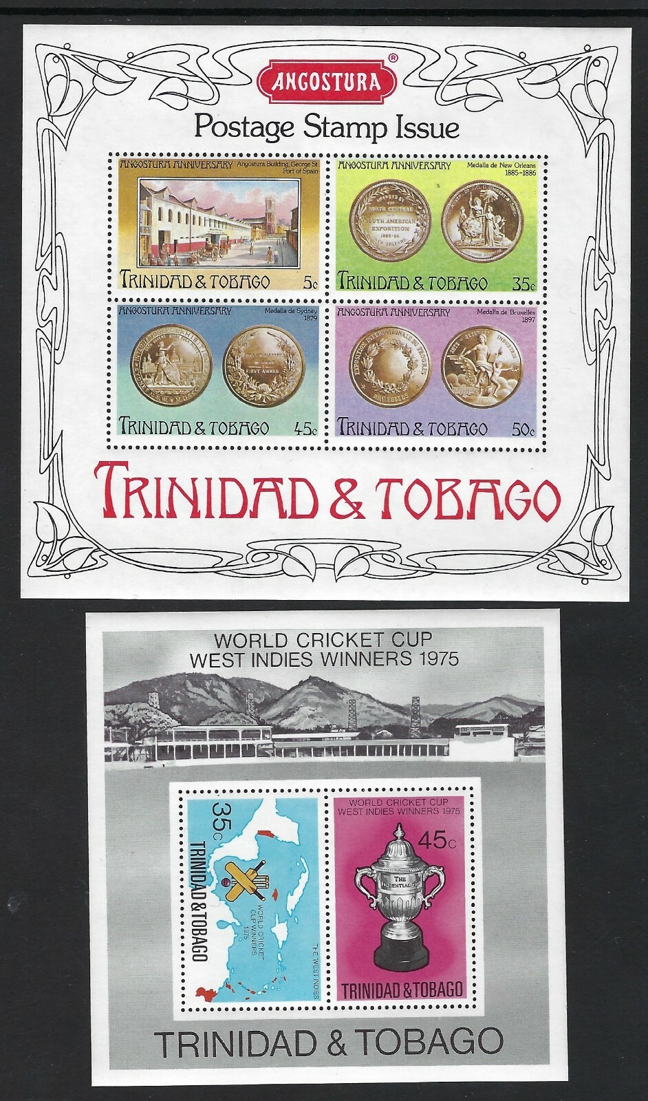 2 Beautiful MNH Souvenir Sheets from Trinidad & Tobago.....22L.........D-219