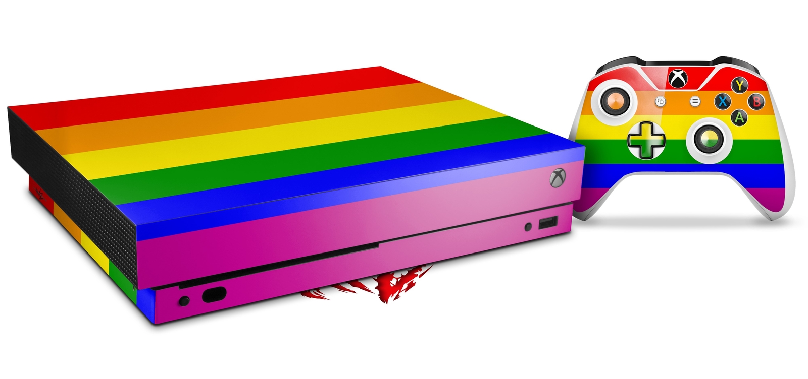 Skin Set for XBOX One X Rainbow Stripes