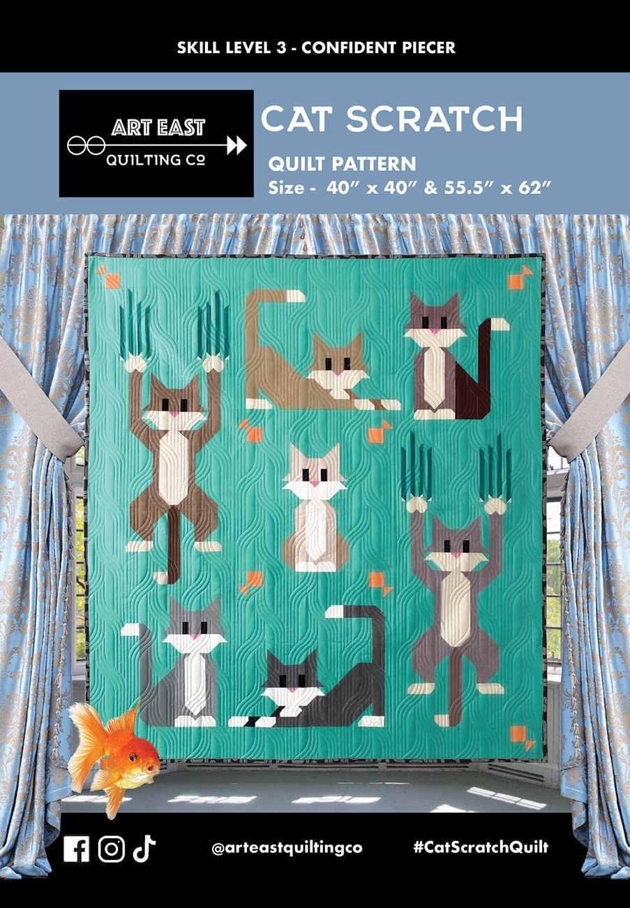 Cat Scratch Quilt Pattern 55.5in x 62in, 40in x 40in, Multi