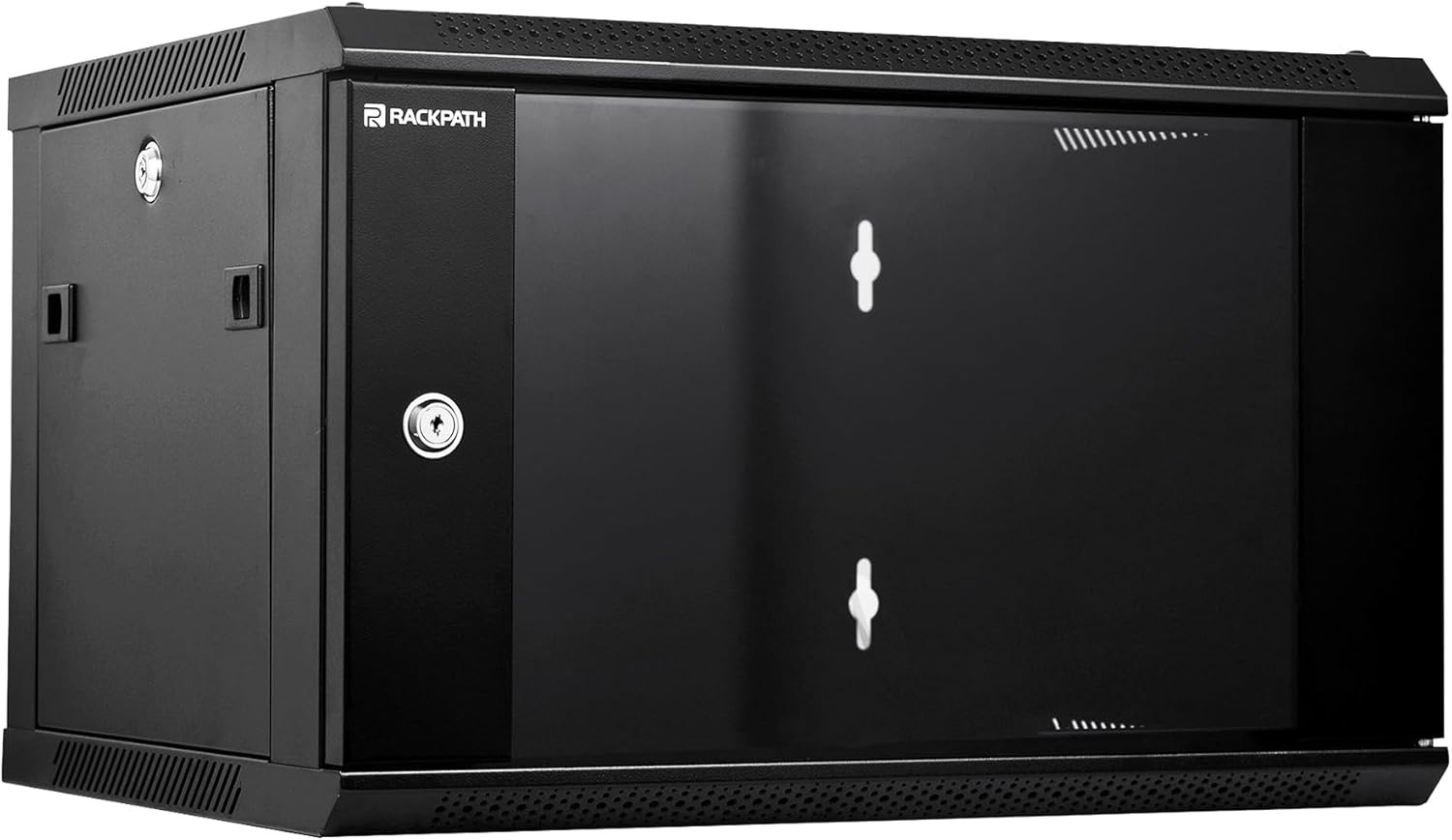 6U Wall Mount Network Rack - Locking Glass Door & Quiet Cooling Fan