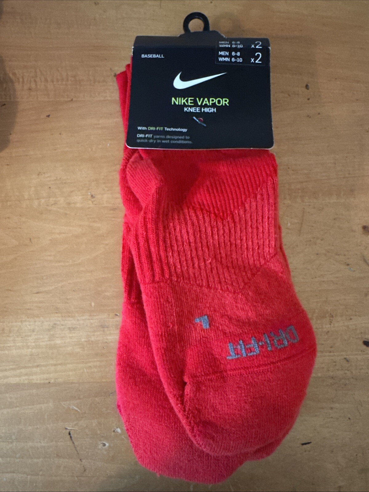 Nike Baseball Vapor Knee High Cushioned Dri-Fit Socks Red Men’s 6-8 Wmn 6-10