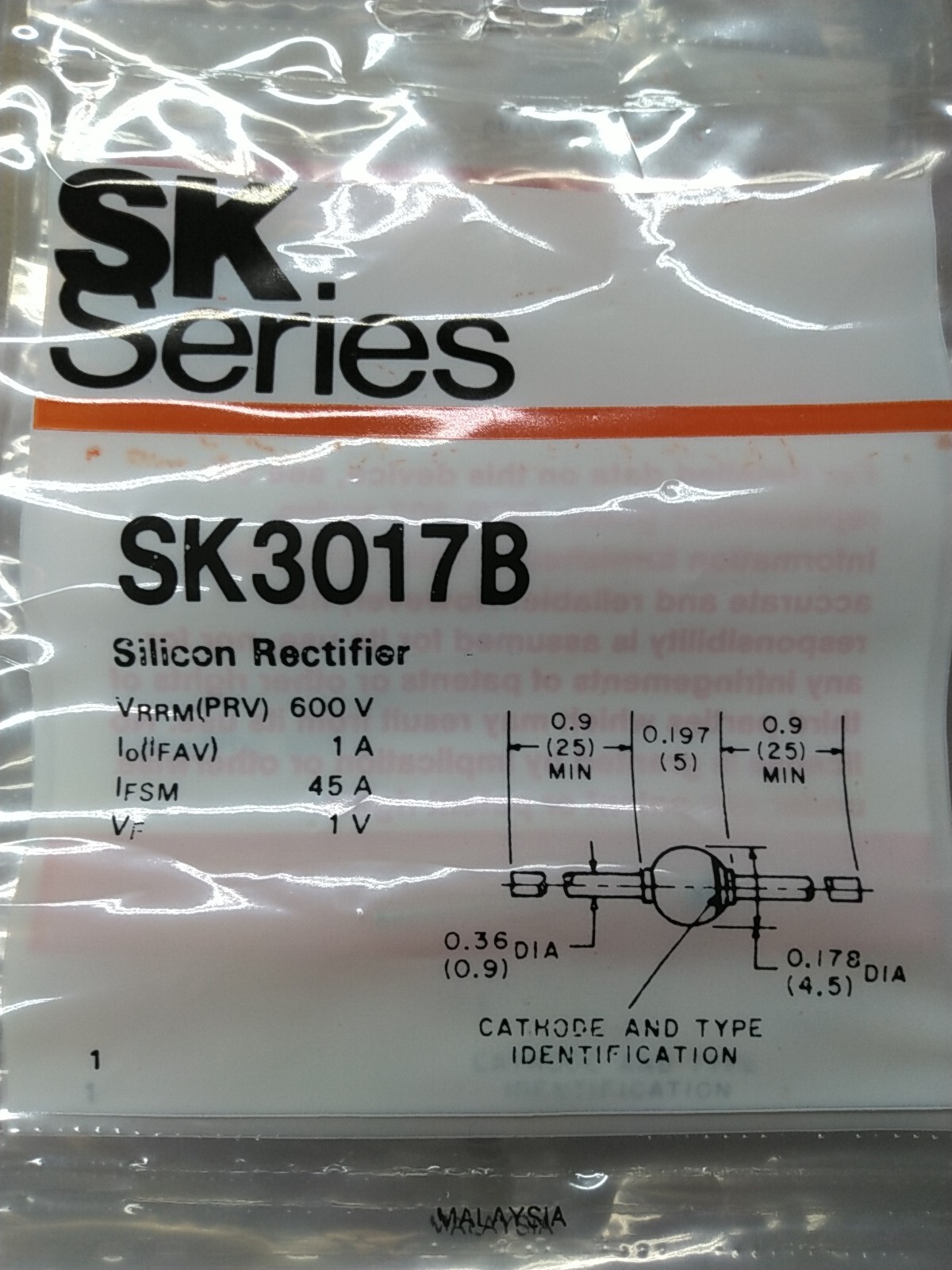 (Lot of 5) Thompson SK3017B Silicon Rectifier