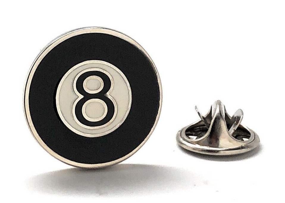 Eight Ball Pin Black and White Enamel Pin Lucky 8 Ball Pin Pool Table Champion