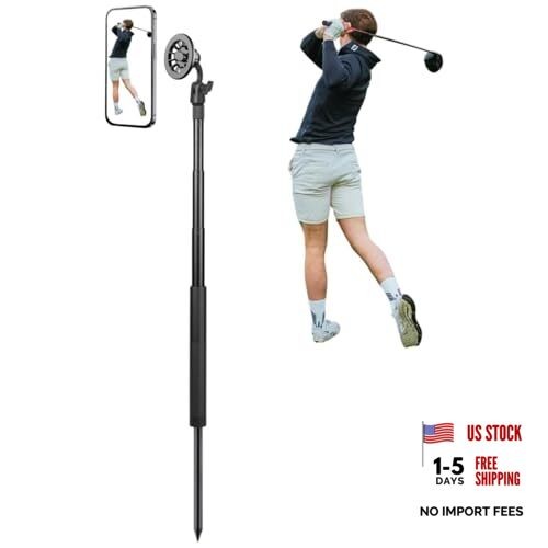 Golf Monopod Selfie Stick with Ground Spike Stake, 52" Adjustable Golf Selfie