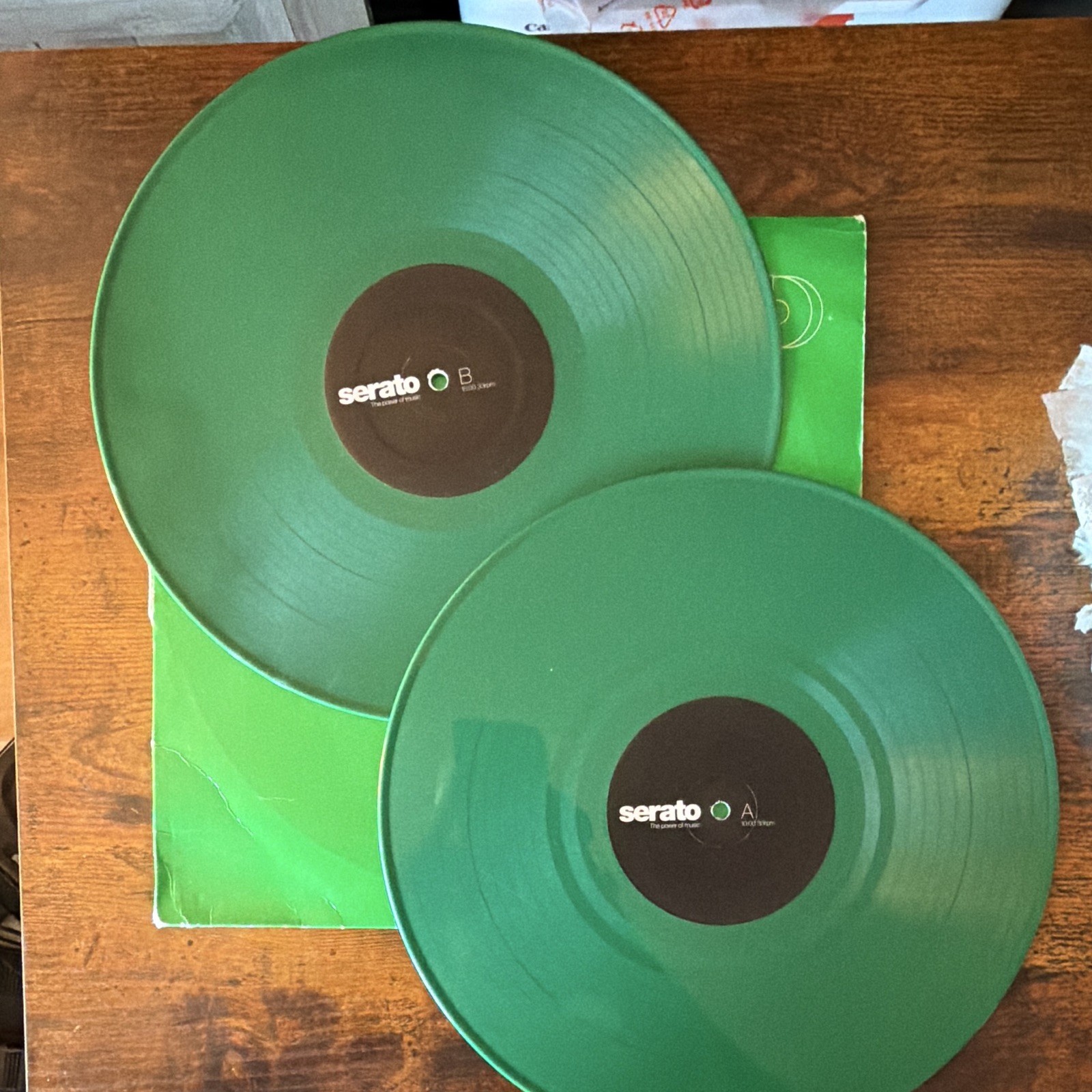 Serato Control Vinyl Green 12in Pair A/B Timecode Records Compatible w/ Serato