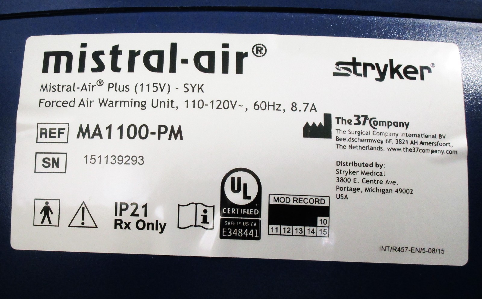 Stryker Mistral Air Patient Warmer MA1100-PM - Tested