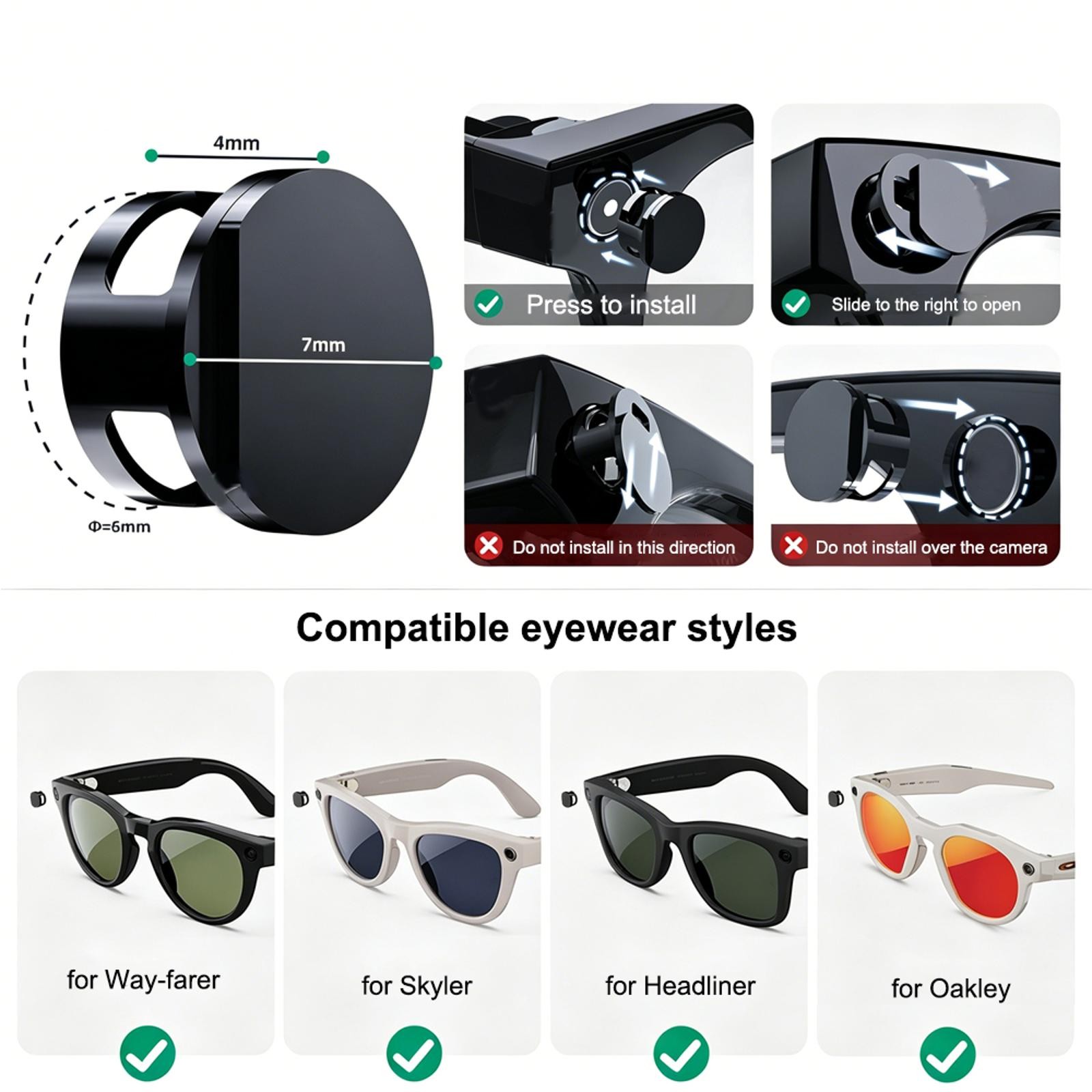 PC Camera Light Shield for Meta Wayfarer/Skyler/Headliner AI Intelligent Glasser