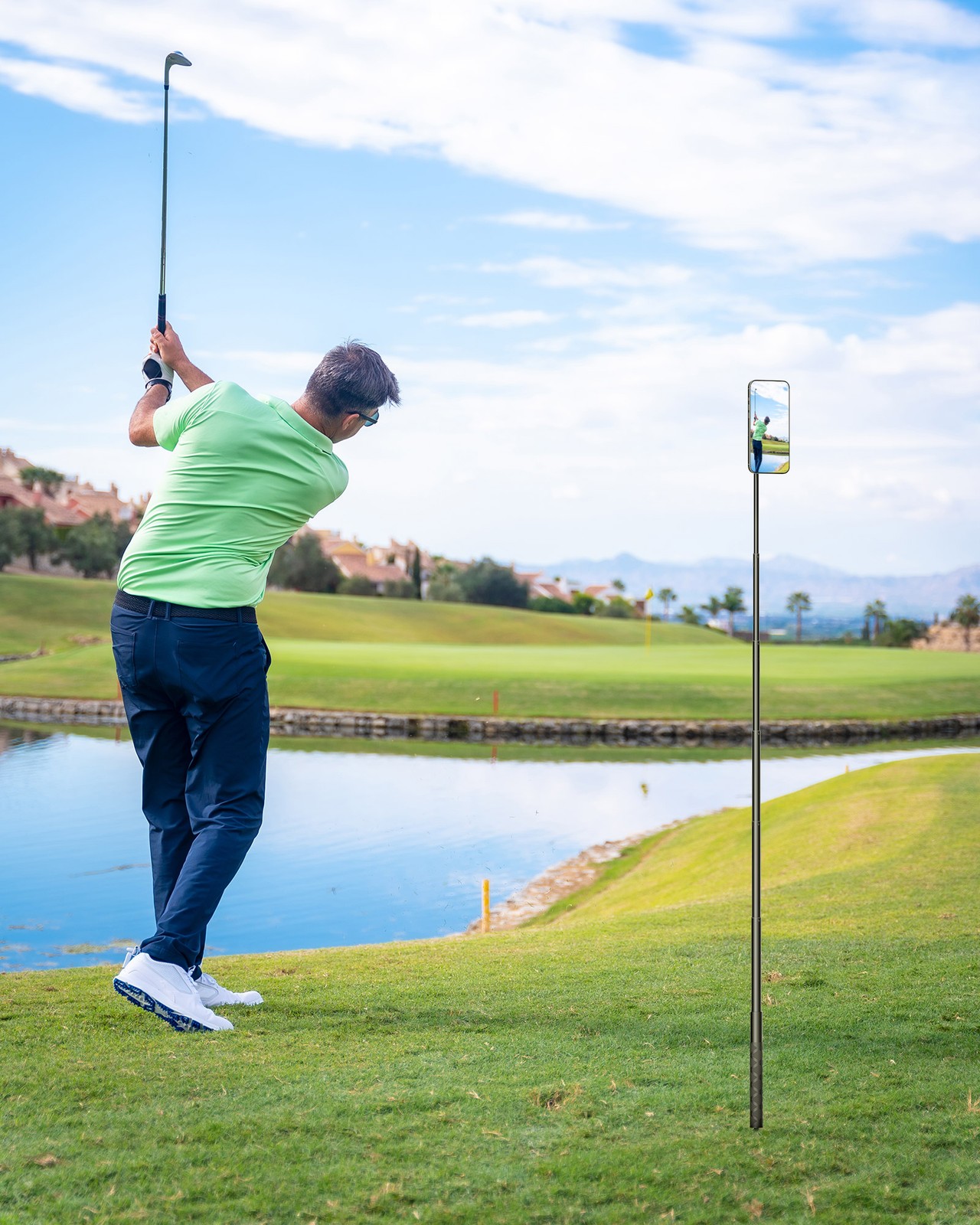 Golf Tripod Monopod Selfie Stick w/ Ground Spike Stake Swing Analyze Magnetic US