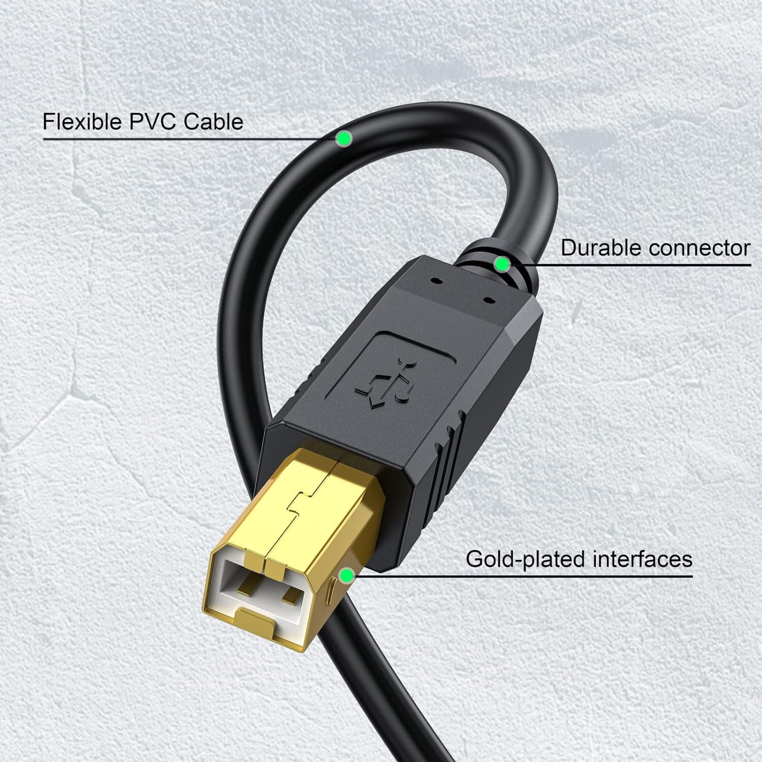 Printer Cable 25 FT - USB a to USB B Printer Cable Compatible with HP, Canon, Br