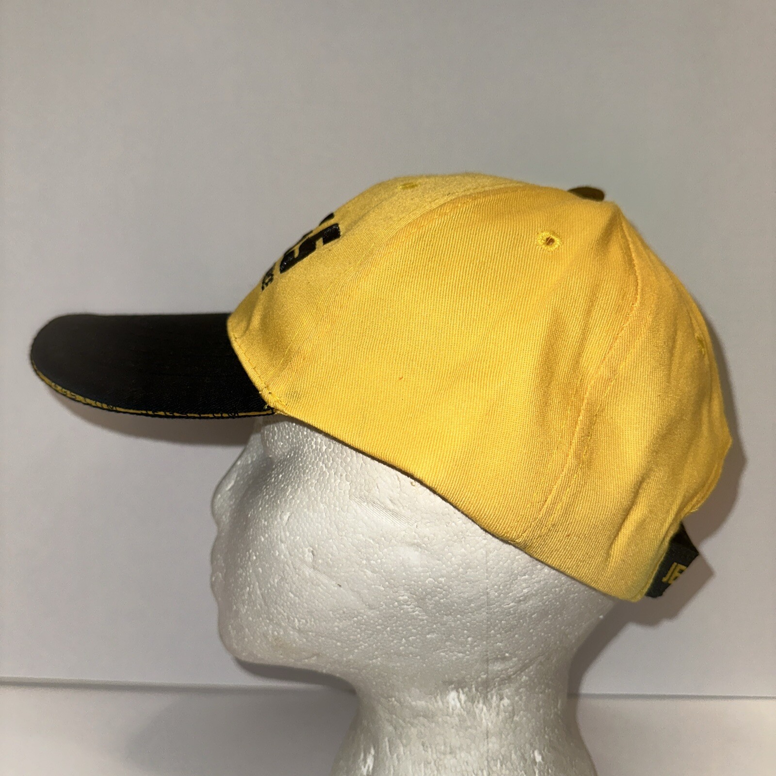 JEGS High Performance Black on Yellow Hat Cap Black Bill Hook Loop Black Button