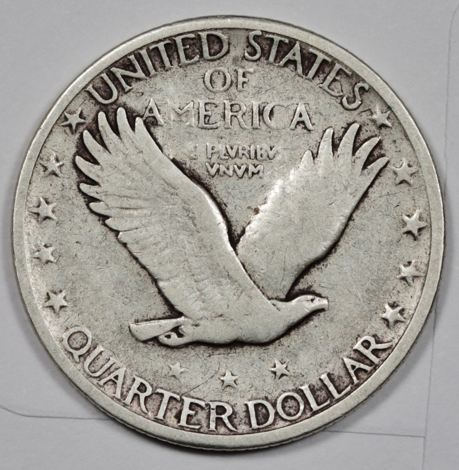 1924-s Standing Liberty Quarter. Error. Clashed "E". Fine. 201629