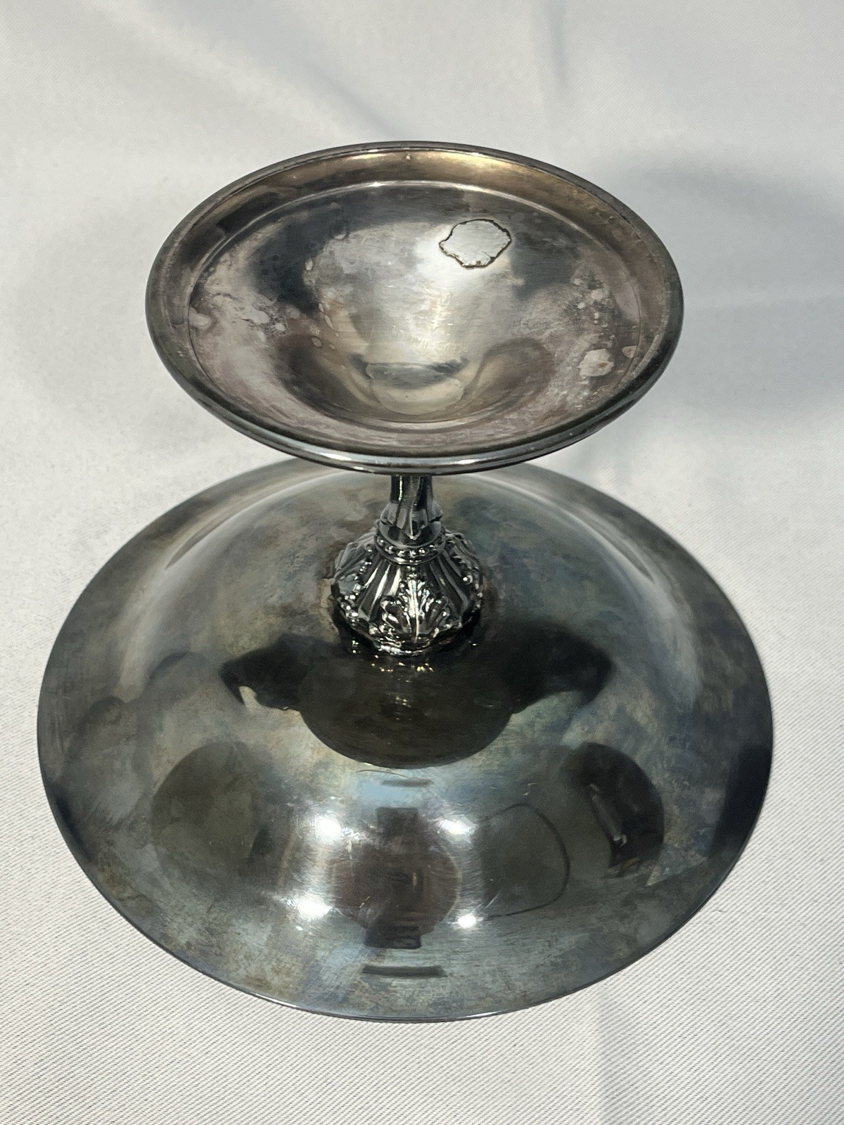 Reed & Barton 141 Red Enamel on Silverplate Footed Compote Dish