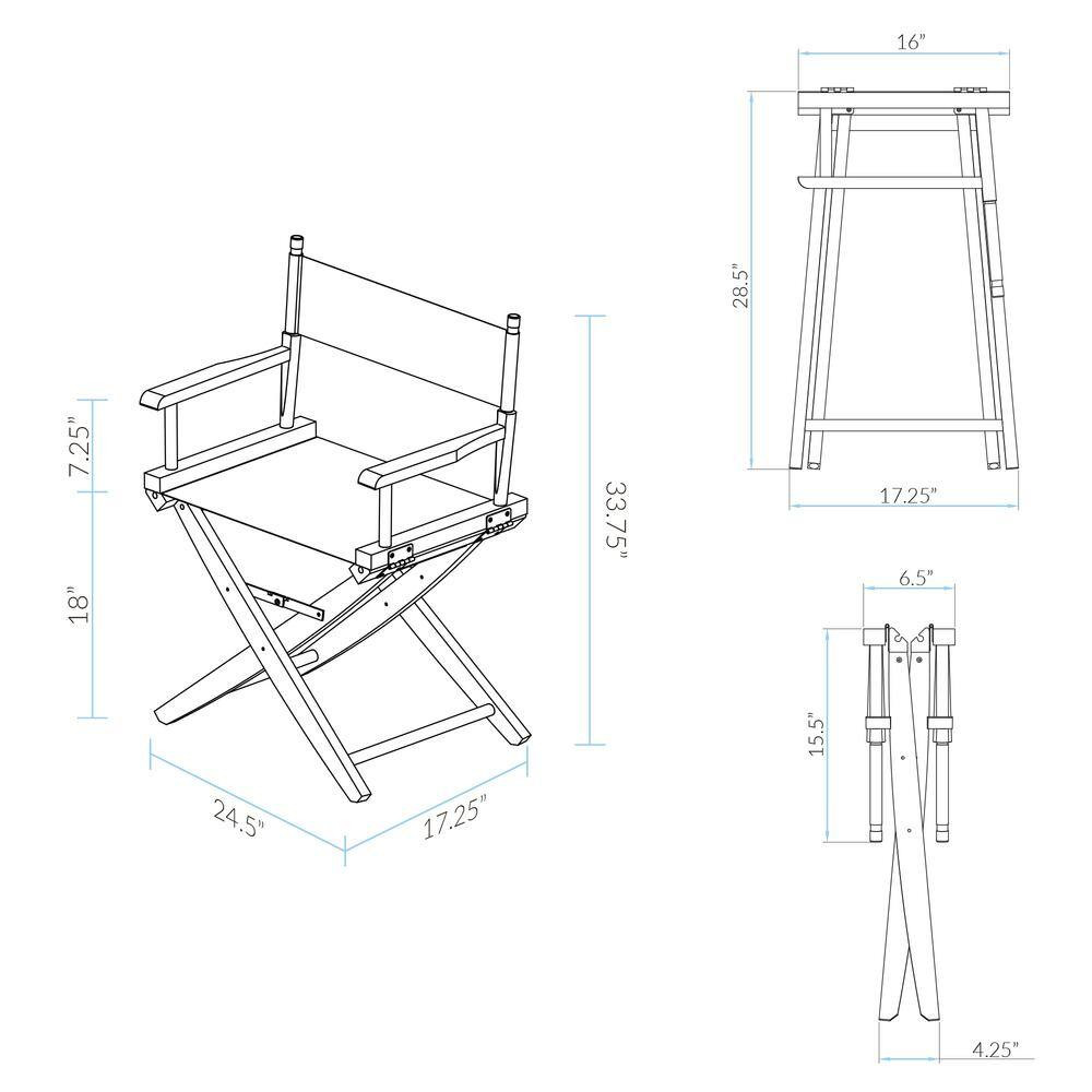 18 In. Seat Height Extra-Wide Natural Frame/Red Canvas New, Solid Wood Folding C