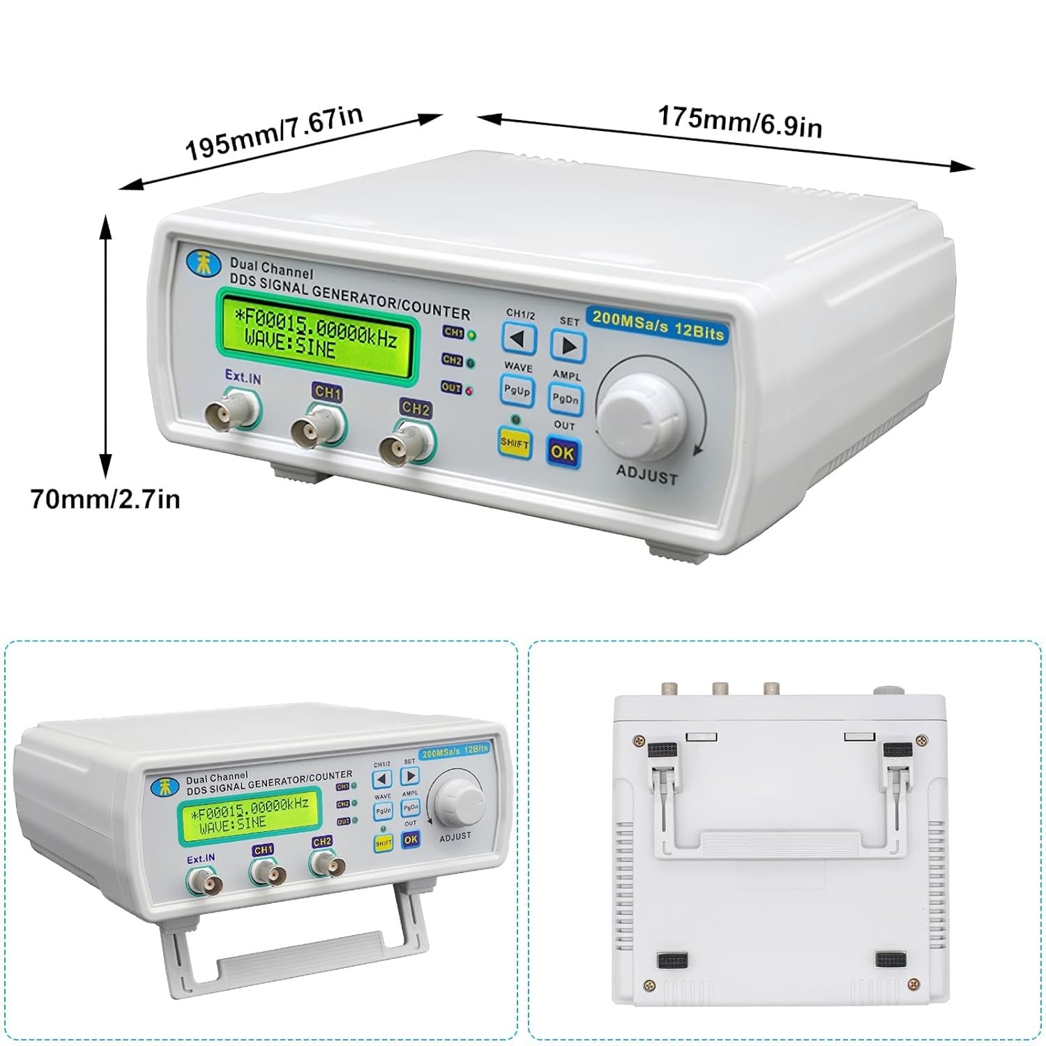 High Stability DDS Signal Generator with Dual-Channel Output and Frequency Meter
