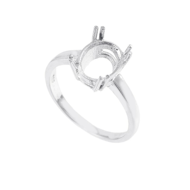 11x9mm Oval Semi Mount Ring 925 Sterling Silver Solitaire Setting Ring
