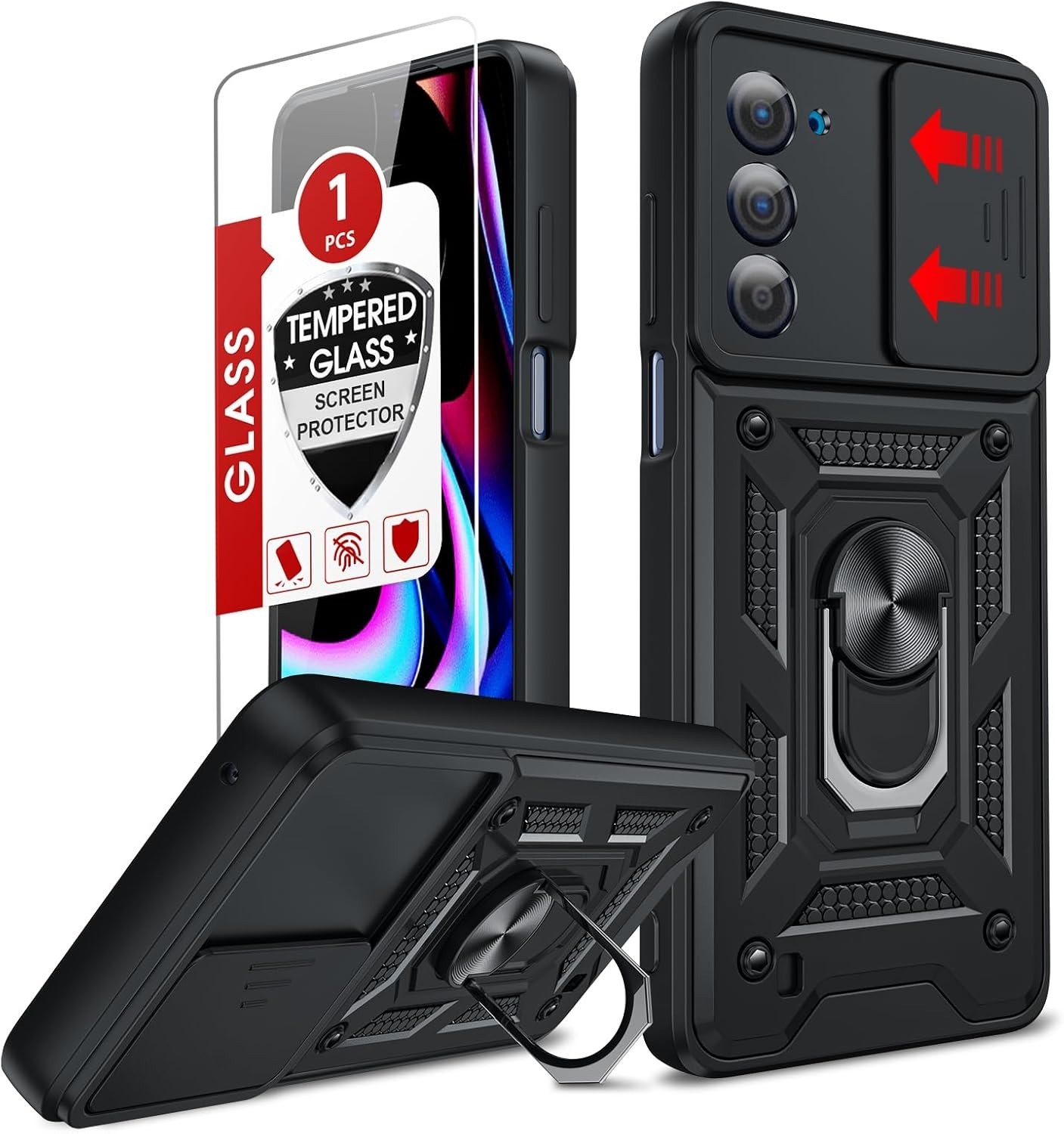 for Motorola Edge-5G UW 2021 Case: Motorola Edge 2021 Case with Slide Camera Cov