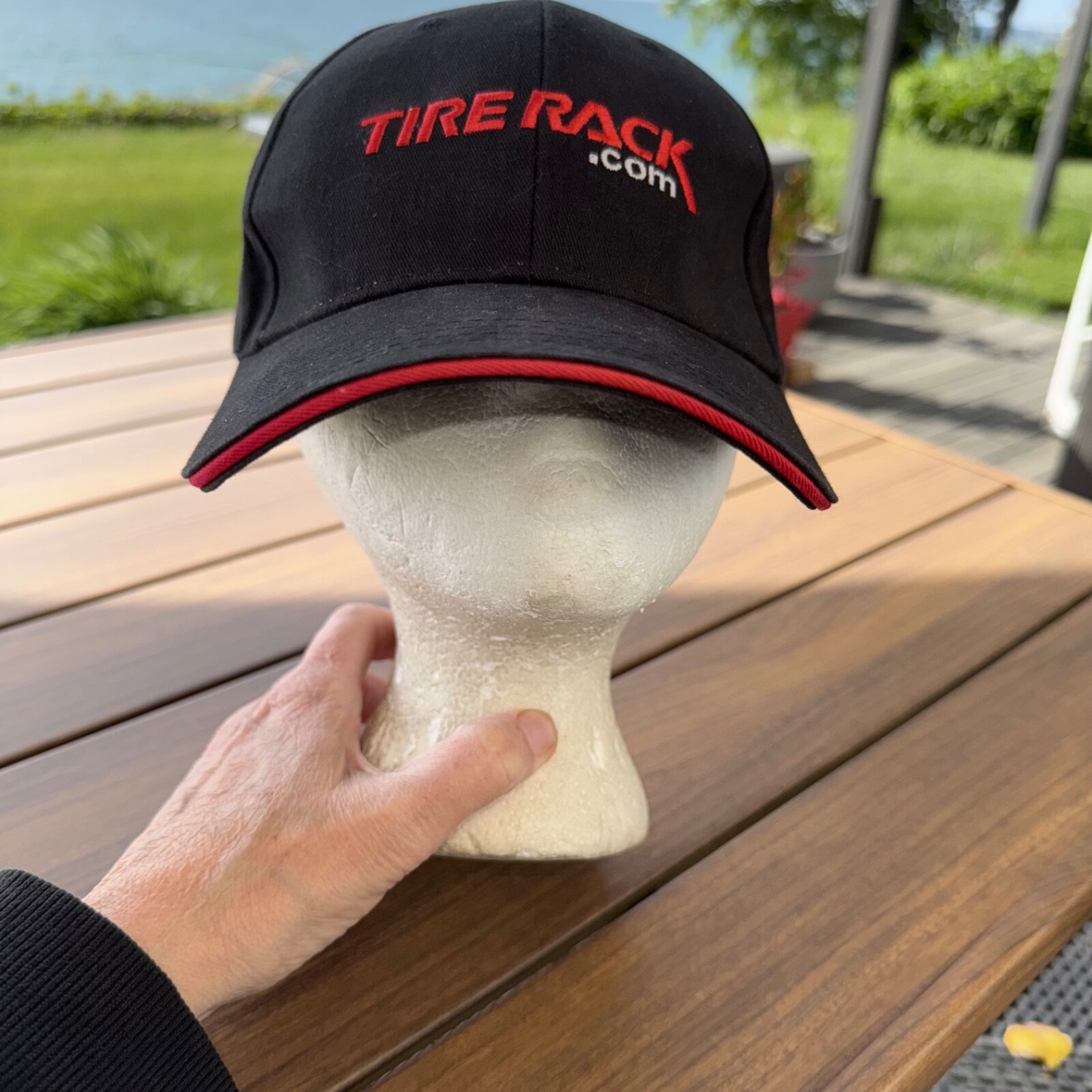 Tire Rack.com in Red on Black Hat Cap Strap Buckle Cotton