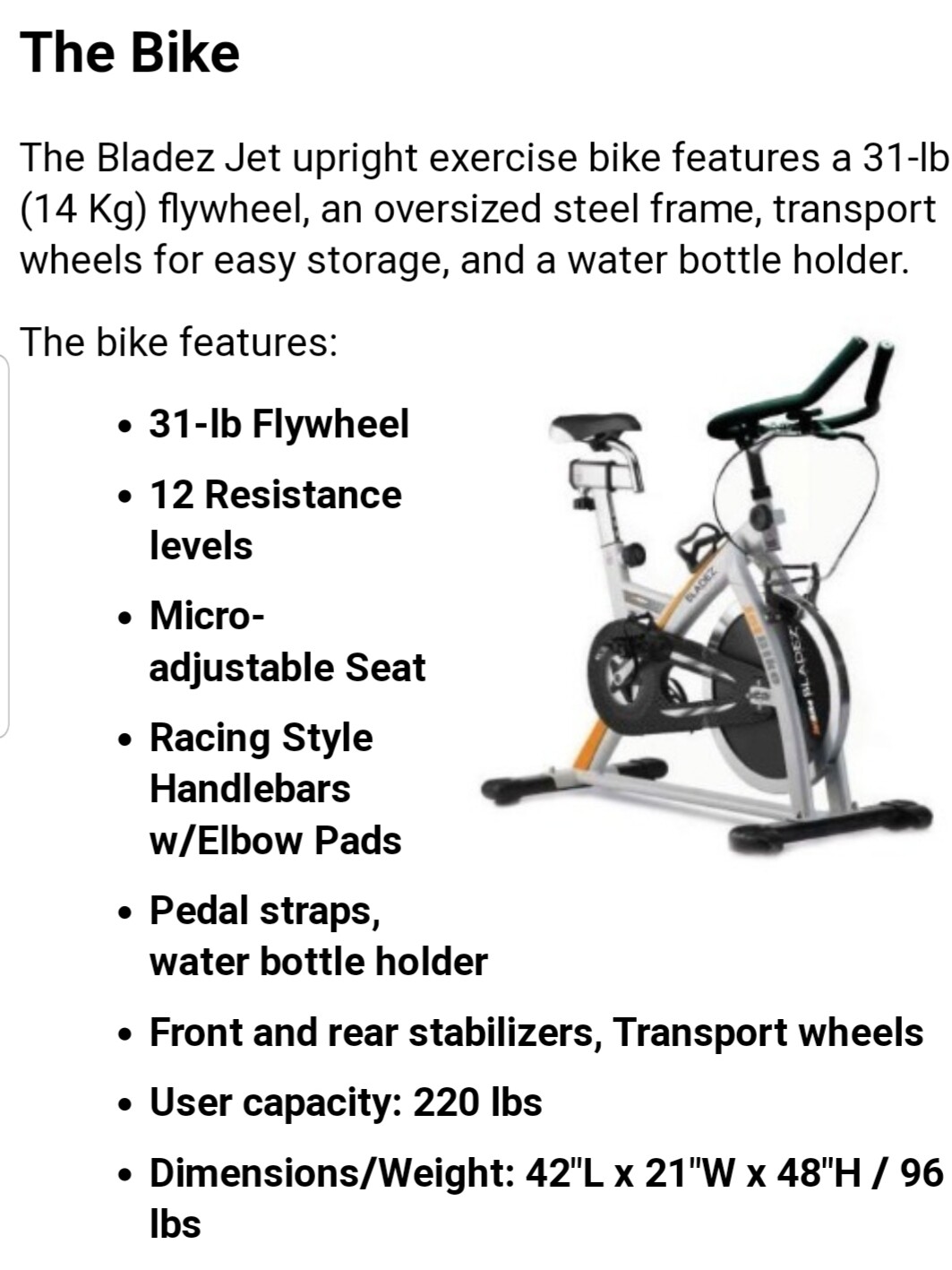 Blazed upright stationary bike