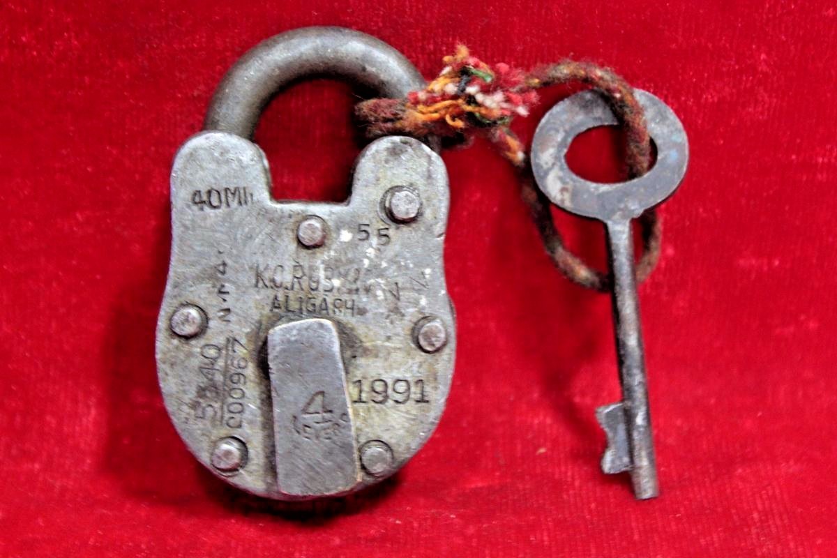 Iron Lock and Key Old Vintage Handcrafted Collectible