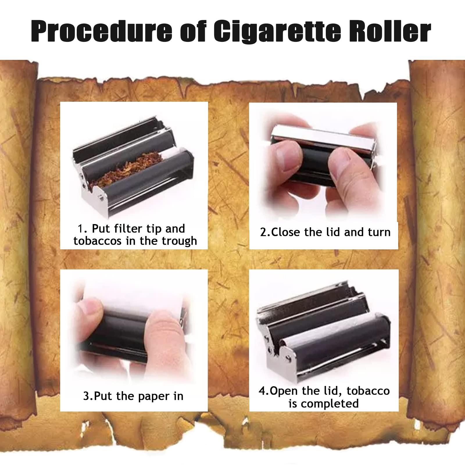 110MM Cigarette Roller with Lid, Metal Cigarette Rolling Machine 110mm Cigare...