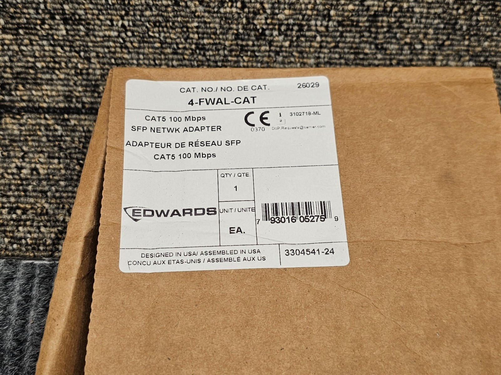 Edwards 4-FWAL-CAT 100 Mbps Small Form-Factor Pluggable (SFP) Network Adapter