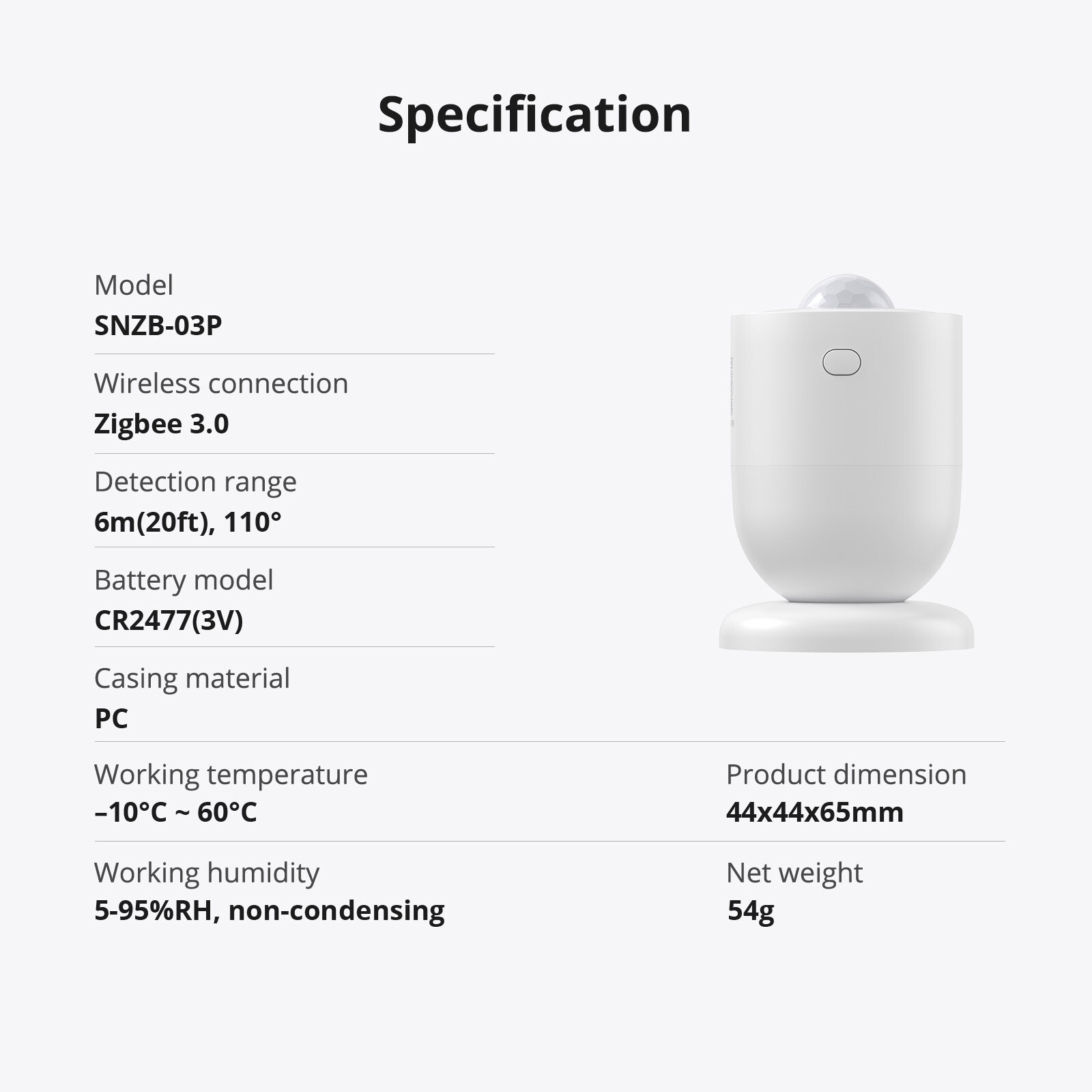 SONOFF SNZB-03P Zigbee Motion Detector Sensor 1-3 Packs,110° Smart Home Security