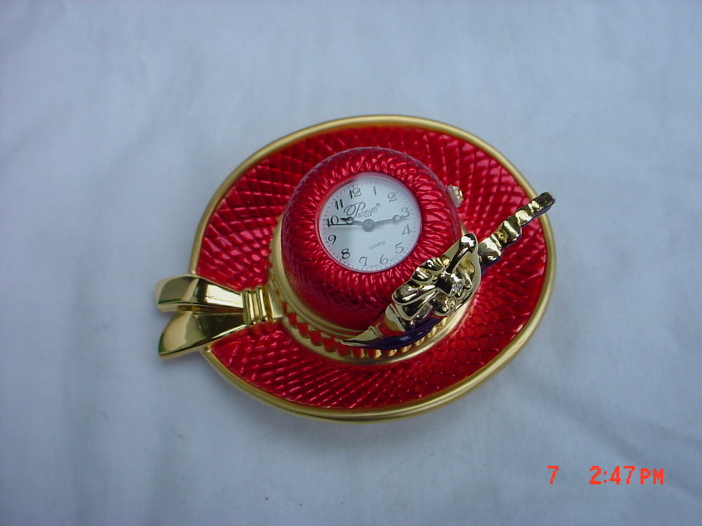 Kubla Red Hat with Clock Jeweled Trinket Box