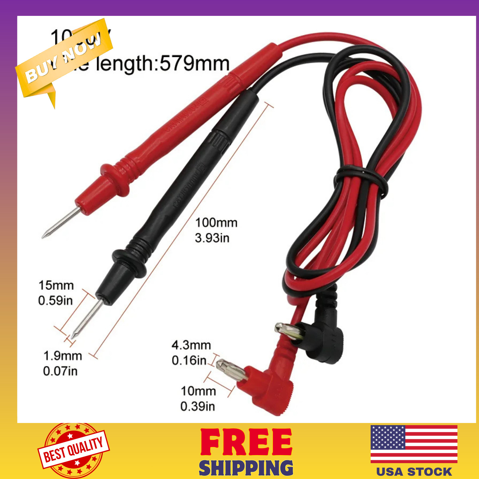 Universal Digital Multimeter MultiMeter Test Lead Probe Wire Pen Cable 1000V 10A