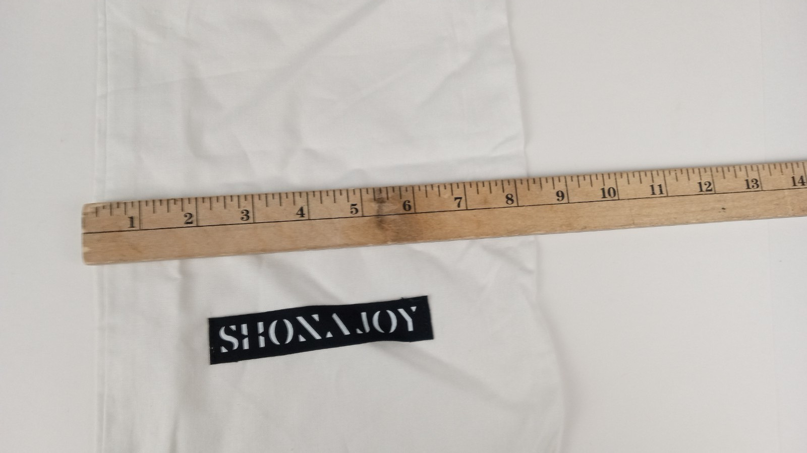 SHONA JOY White Drawstring Cotton Dust Bag / Storage Pouch 15" X 8"