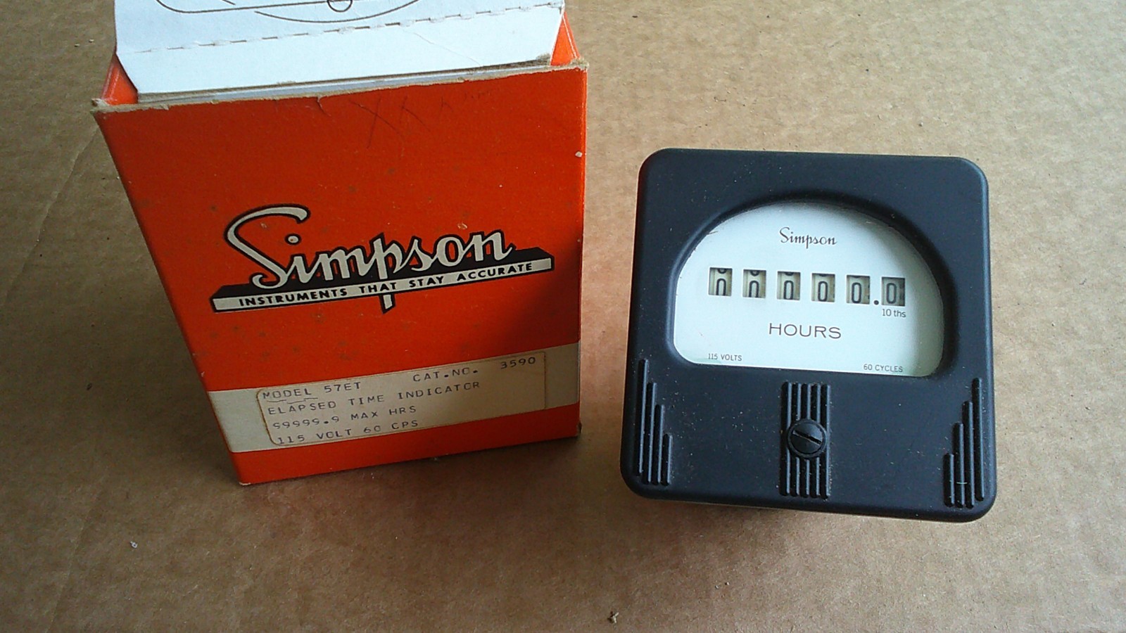 Vintage Simpson 57ET Elapsed Time Indicator Hour Meter NOS