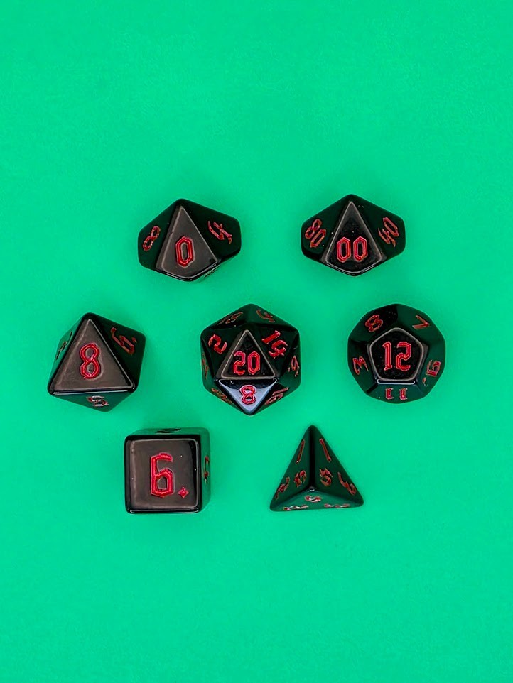 7PCS DND Dice Set "Red Knight" Polyhedral Dice With Drawstring Bag for D&D