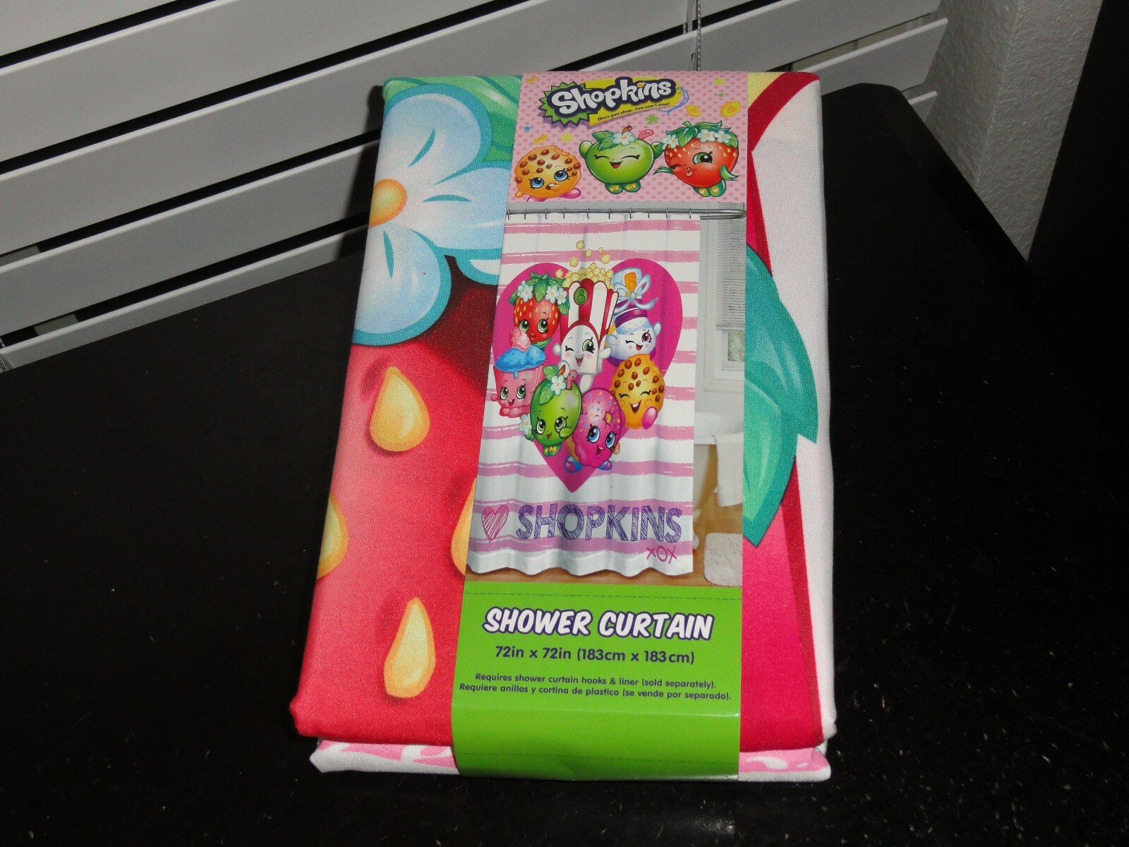 SHOPKINS FABRIC SHOWER CURTAIN 72"X72"