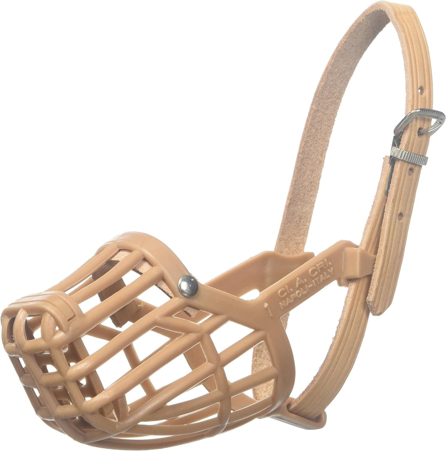 OmniPet Leather Brothers Italian Basket Dog Muzzle, Adjustable Size 1, Tan