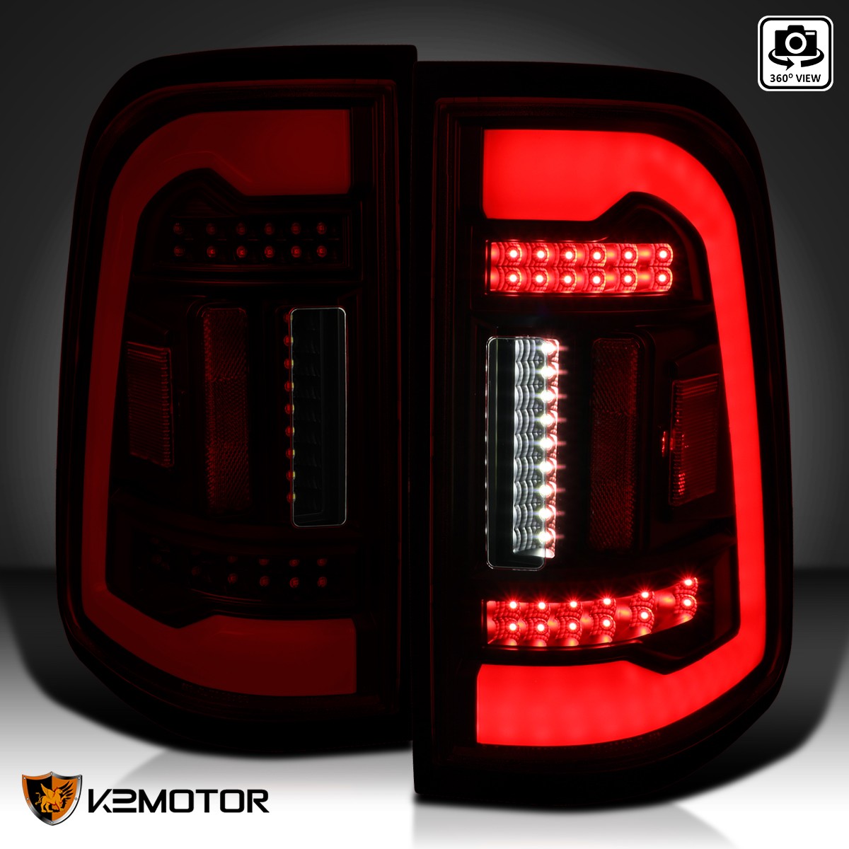 Red/Smoke Fits 2019-2024 Dodge Ram 1500 Full LED Tail Lights Brake Lamps LH+RH