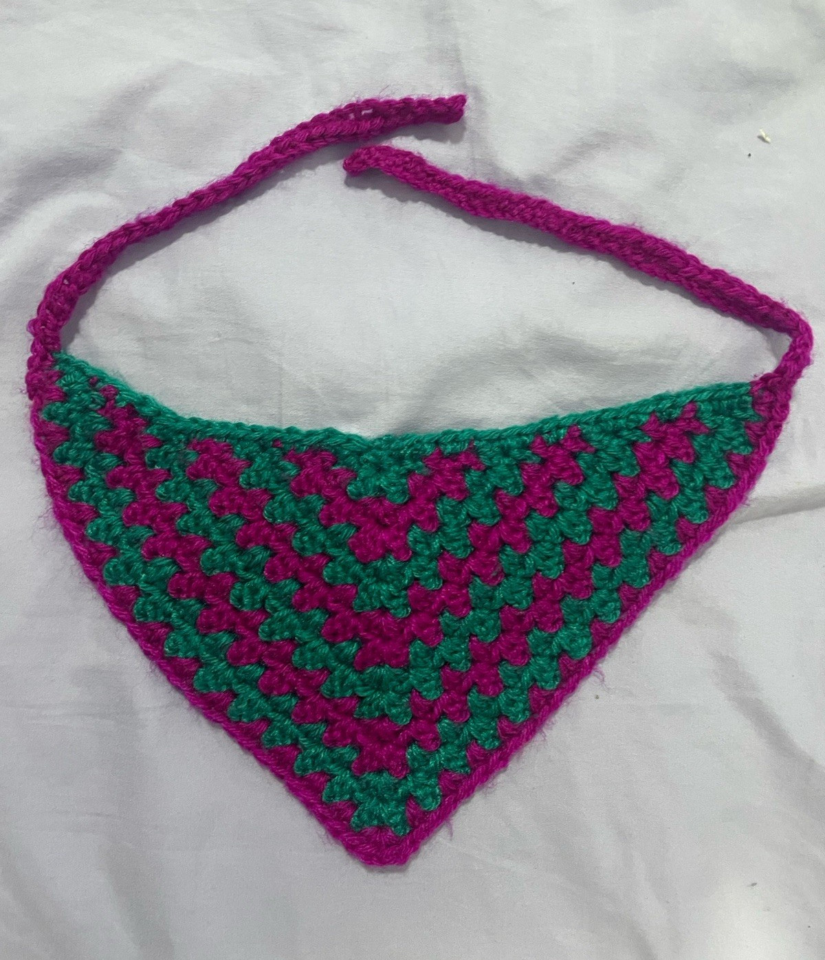 Handmade Purple & Blue Crochet Bonnet Bandana Scarf