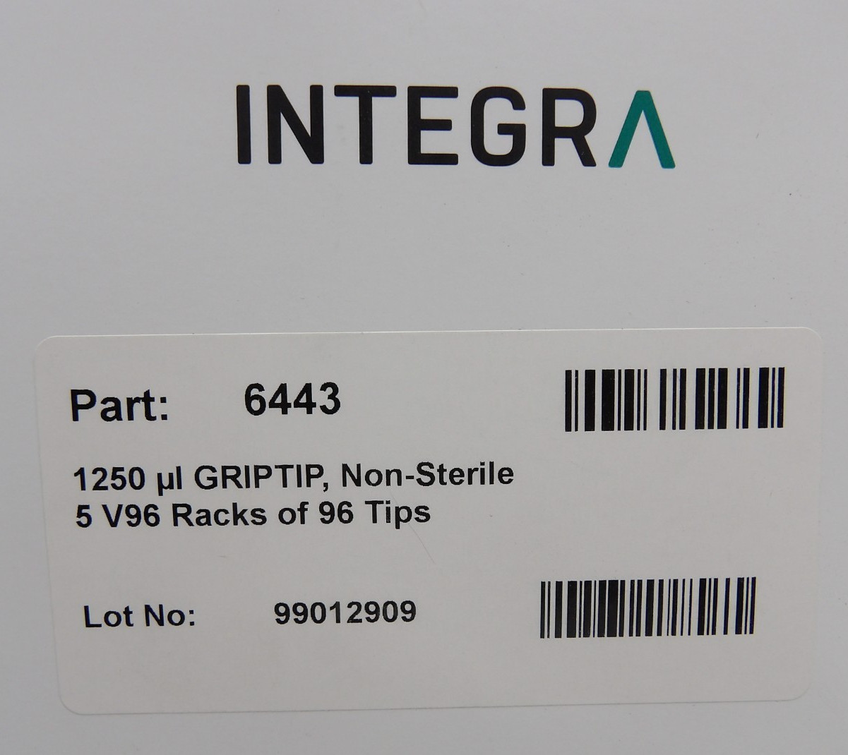 Integra 6443 1250µl GRIPTIPS, Non-Sterile, 5 V96 Racks of 96 Tips
