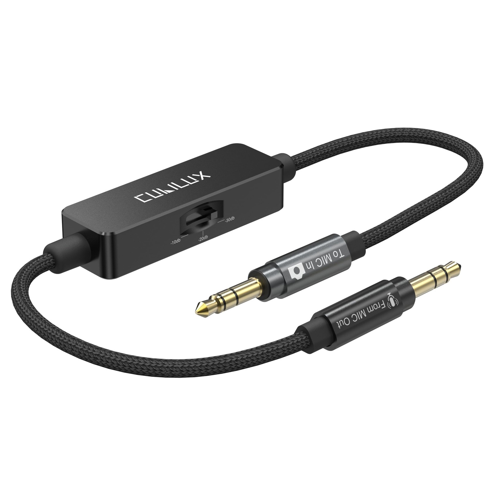 3.5Mm TRS Line to Microphone Attenuator Cable 3-Level -10Db/-20Db/-30Db Camera