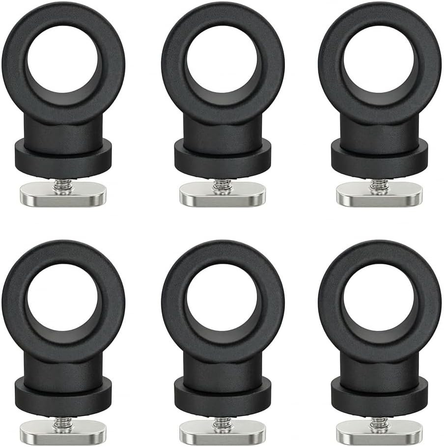 6 Pack Reinforced Nylon Kayak Track Mount Tie down Eyelet with T-Bolt, Hold Bung