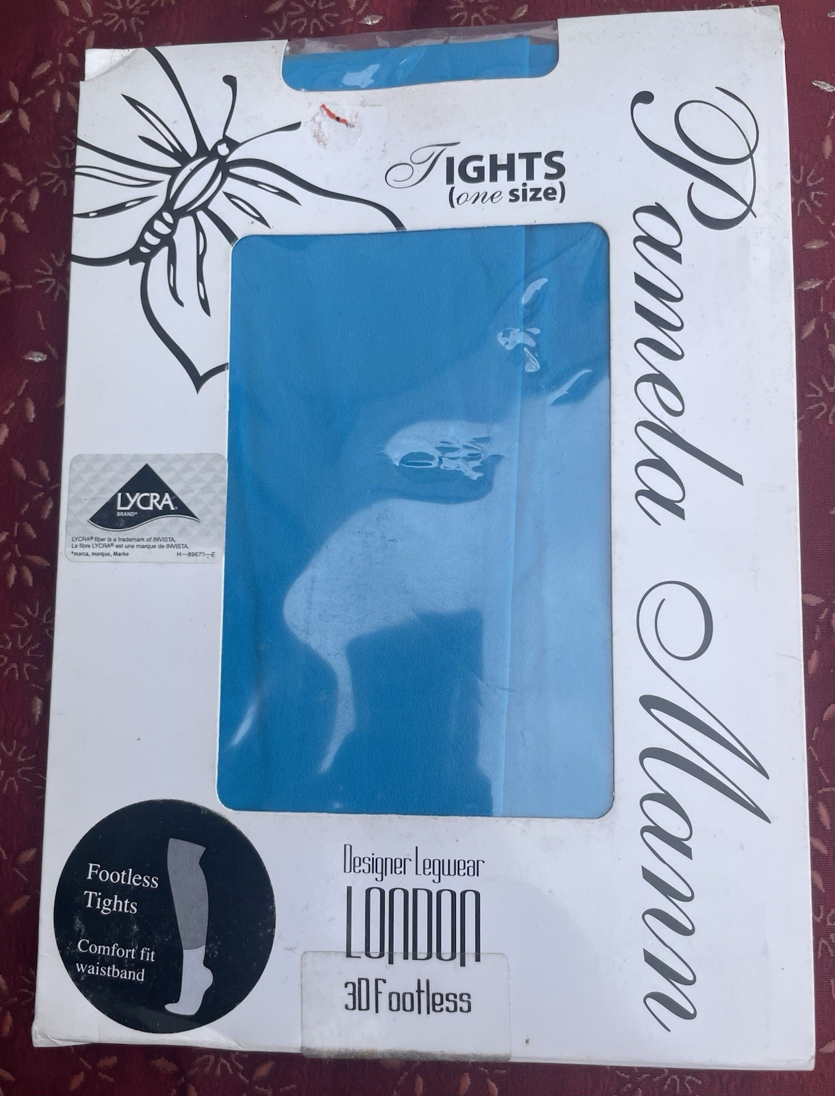 Vintage Pamela Mann Footless Tights One Size BNiP Black Turquoise