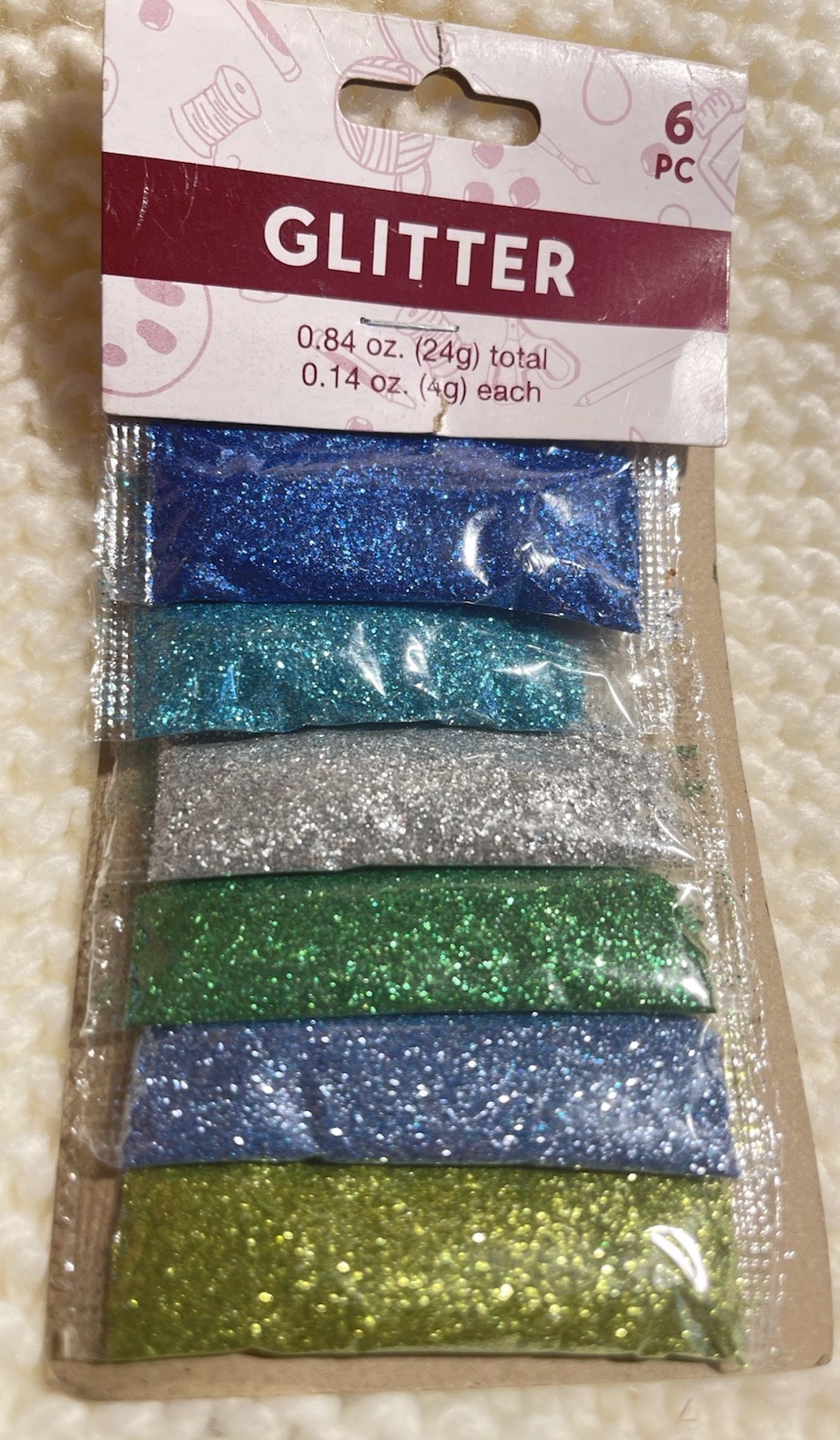 6 Pc Glitter Set For Crafting & Decorating  0.84 Oz (24g) Total