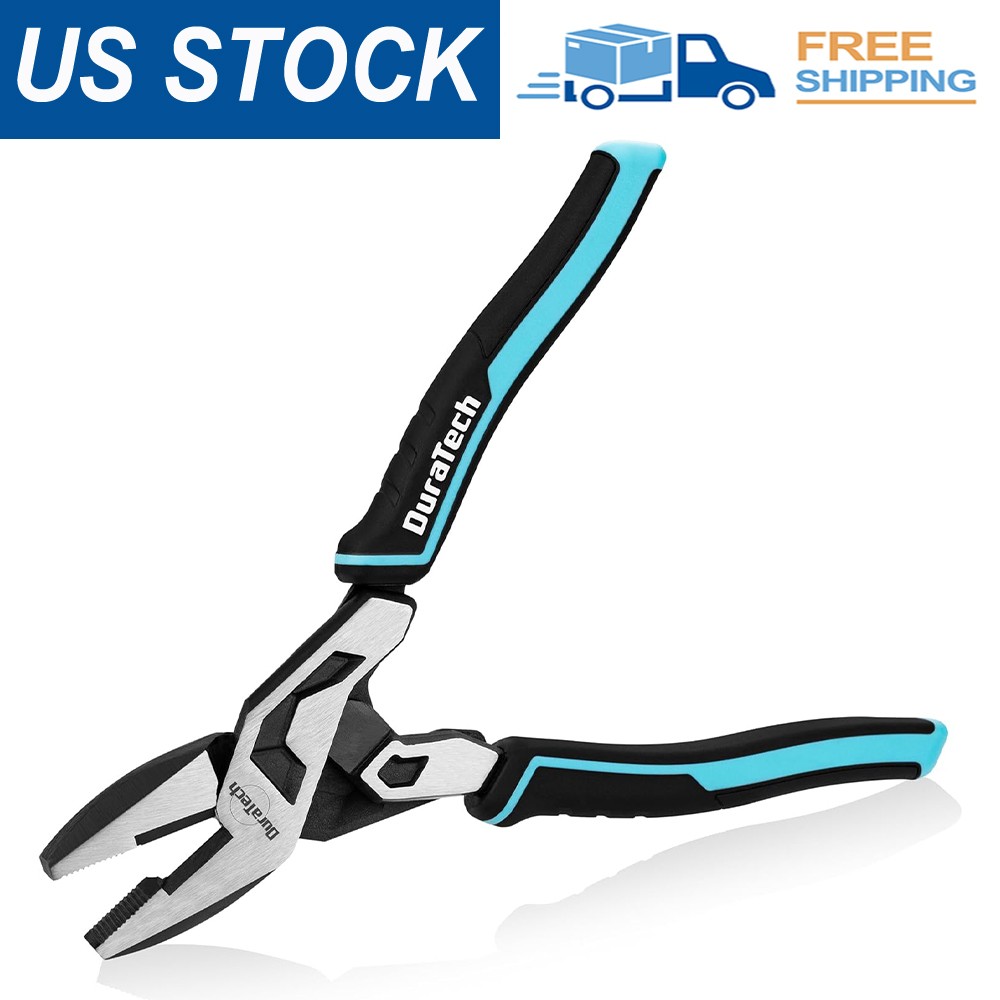 DURATECH 8-Inch Compound Lineman's Pliers Gen 2 Dual Pivot High-Leverage Design