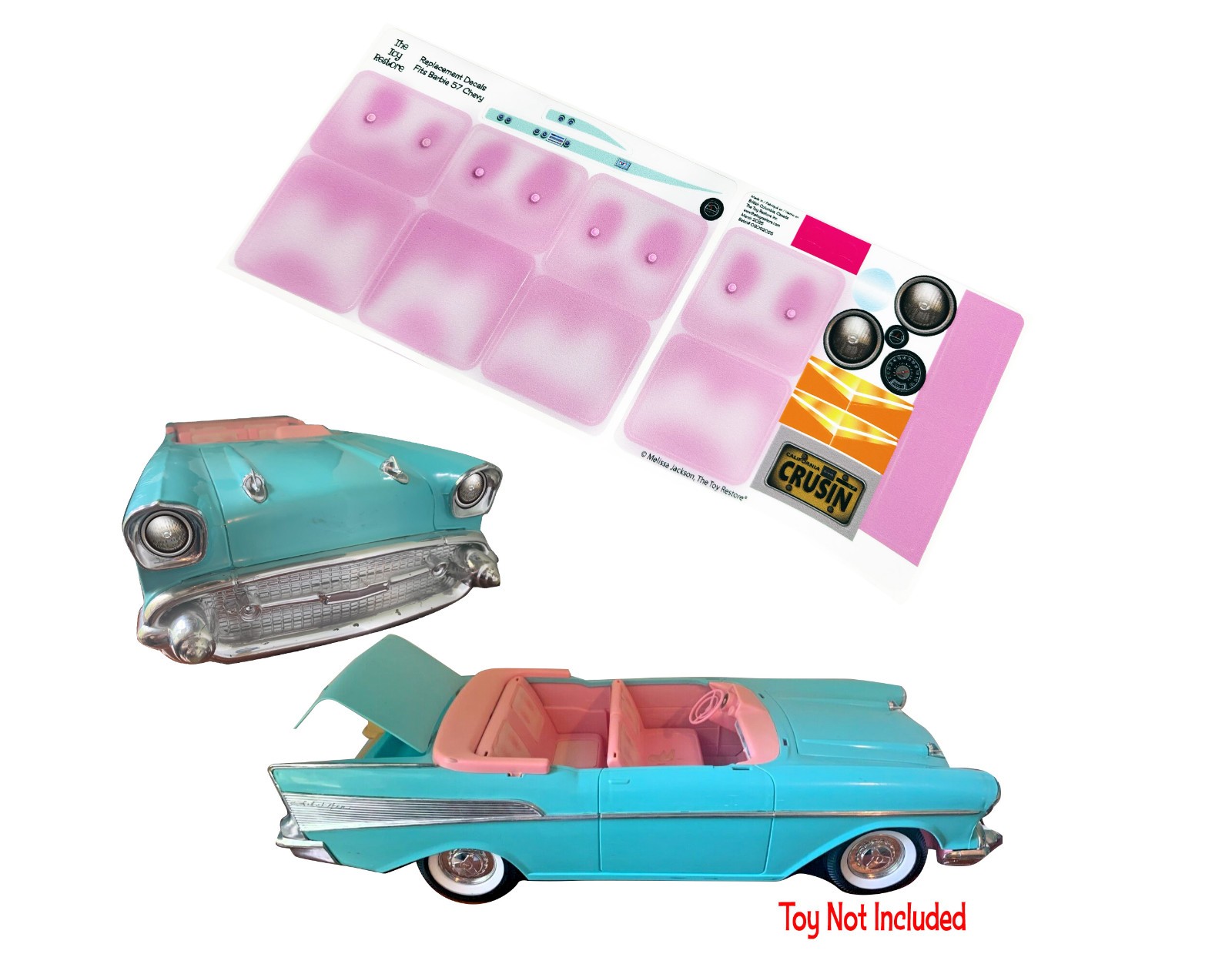 Toy Restore Replacement Stickers Fits Pink Doll 57 Chevy Bel Air Vintage Car