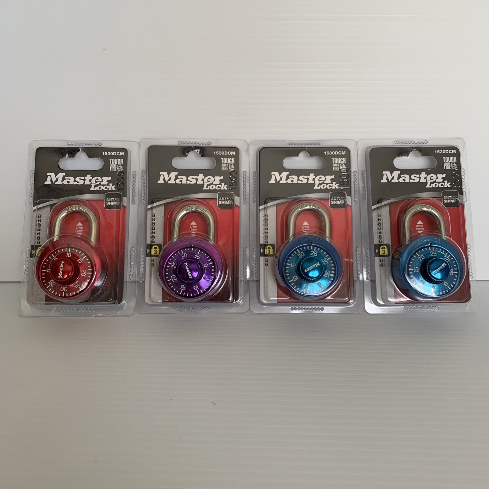 4 Pack-mixed Color Master Lock Combination Padlock Red Anti-Shim Level 3 New