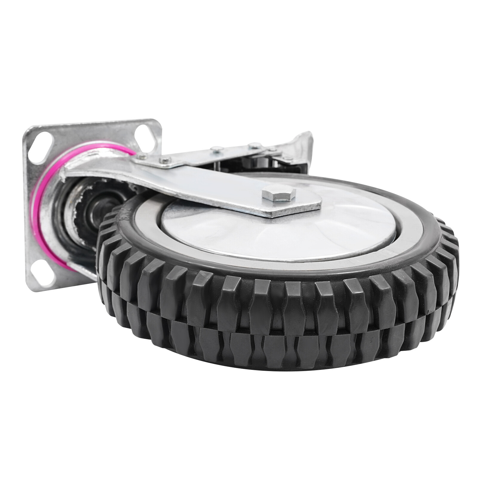 4PCS 8 Inch Dustproof Handling Wheels Fixed+Brake Heavy Duty Solid Caster Wheels