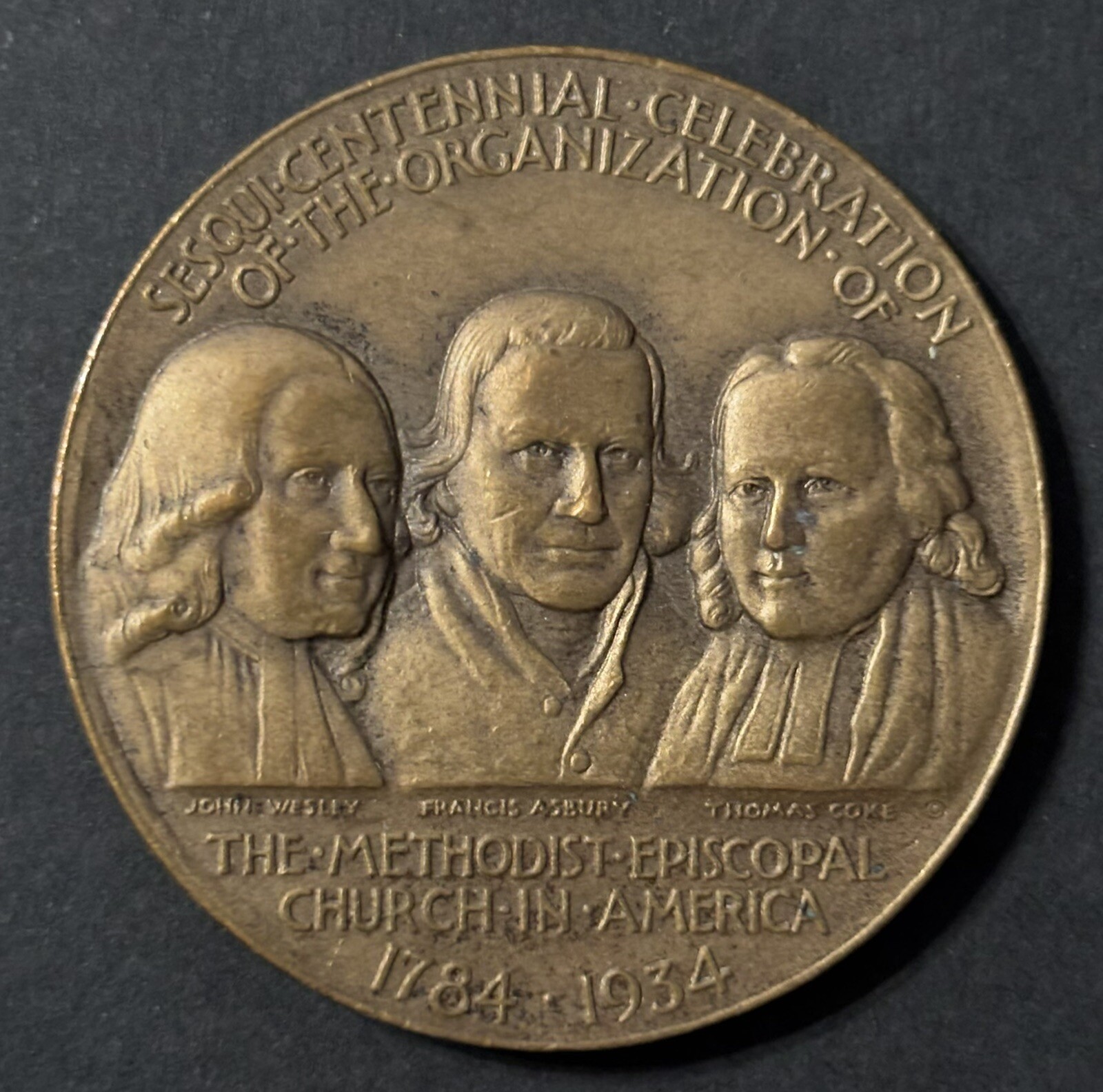 1934 Original METHODIST EPISCOPAL CHURCH Sesquicentennial Bronze MEDAL COIN