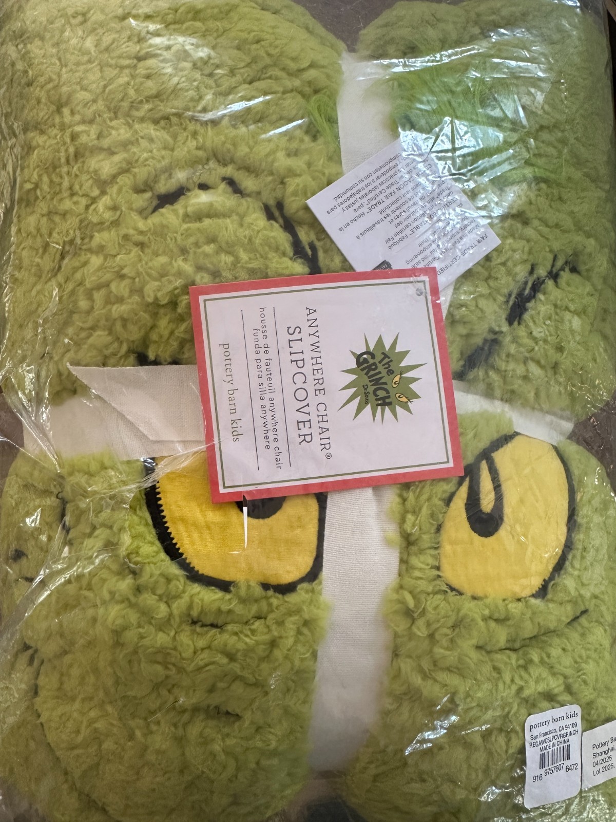 Pottery Barn Kids GRINCH Anywhere Chair Slipcover NEW w/tags RARE!! SOLD OUT ~PB