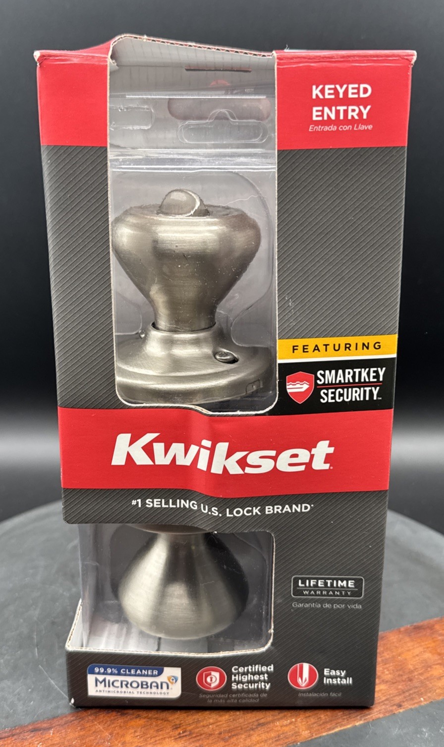 Kwikset Cameron Satin Nickel Entry Door Knob Lockset 740CN 15 SMT CP K4