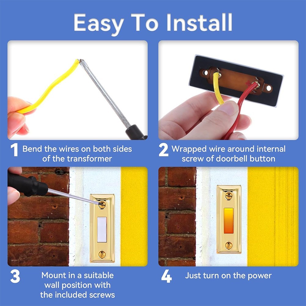 Home Use Wired Doorbell Button with Light for Clear Identification at Night