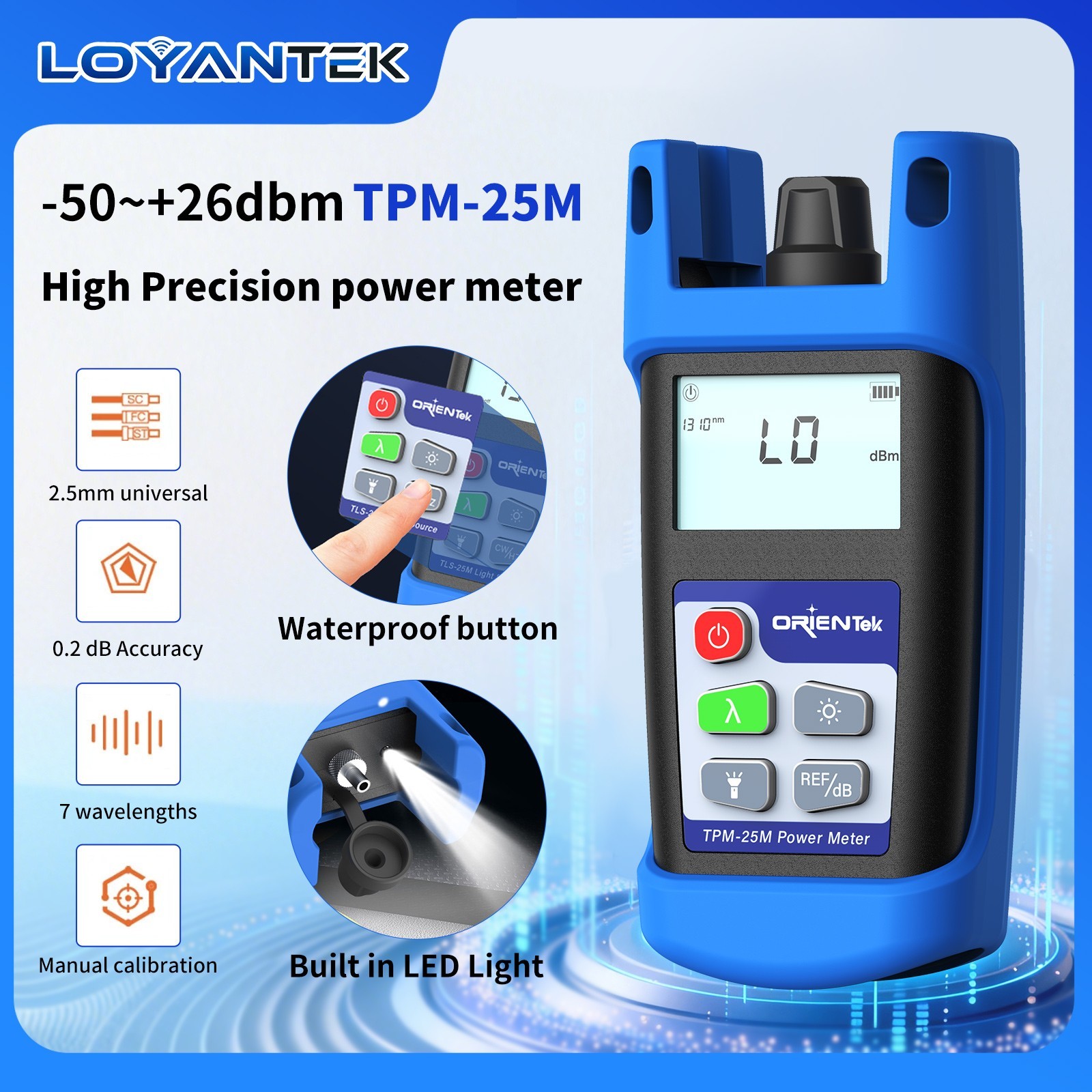 Orientek TPM-25M Portable Optical Power Meter OPM -50~+26dBm ,Fiber Optic Tester